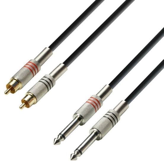 CABLE AUDIO 2 RCA MACHO A 2 PLUC 6.3 MONO 3MT ADAM HALL