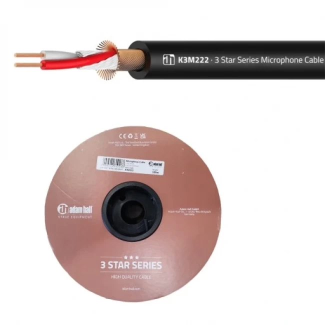CABLE MICRÓFONO ADAM HALL ROLLO 100MTS COBRE 100%